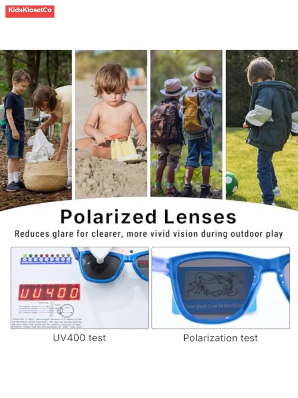 Polarized Kids Sunglasses, Flexible TPEE Frame, UV400 Protection